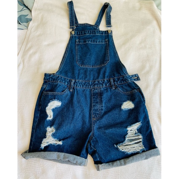 Bluenotes Distressed Overall Shorts - Picture 1 of 3